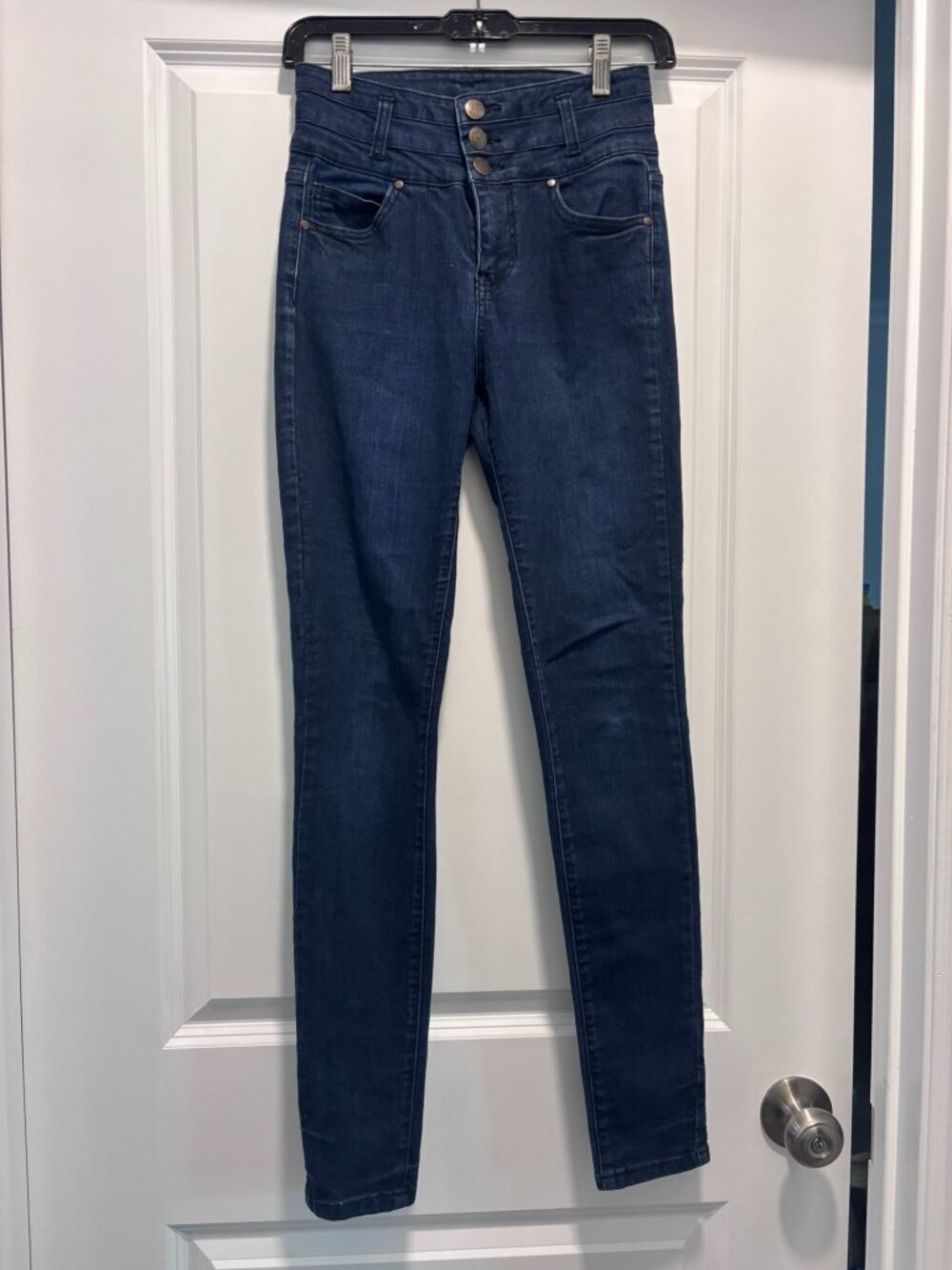 Wild Blue Dark-Wash High Rise Skinny Jeans